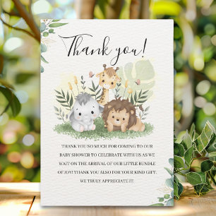  Oh Baby Jungle Baby Shower Boy Thank You Card