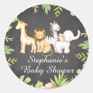 Oh Baby Jungle Baby Shower Favour  Classic Round S Classic Round Sticker
