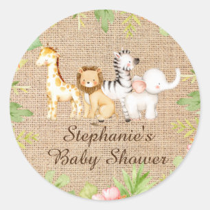 Oh Baby Jungle Baby Shower Favour  Classic Round S Sticker
