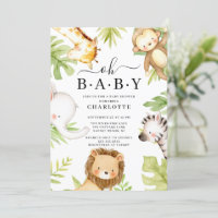 Oh Baby Jungle Baby Shower Invitation