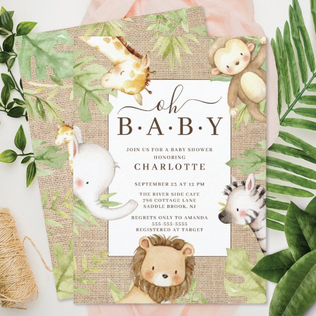 Oh Baby Jungle Baby Shower Invitation (Creator Uploaded)