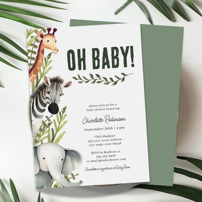 Oh Baby Jungle Baby Shower Invitation (Creator Uploaded)