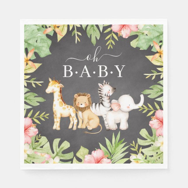 Oh Baby Jungle Baby Shower Paper Napkins (Front)