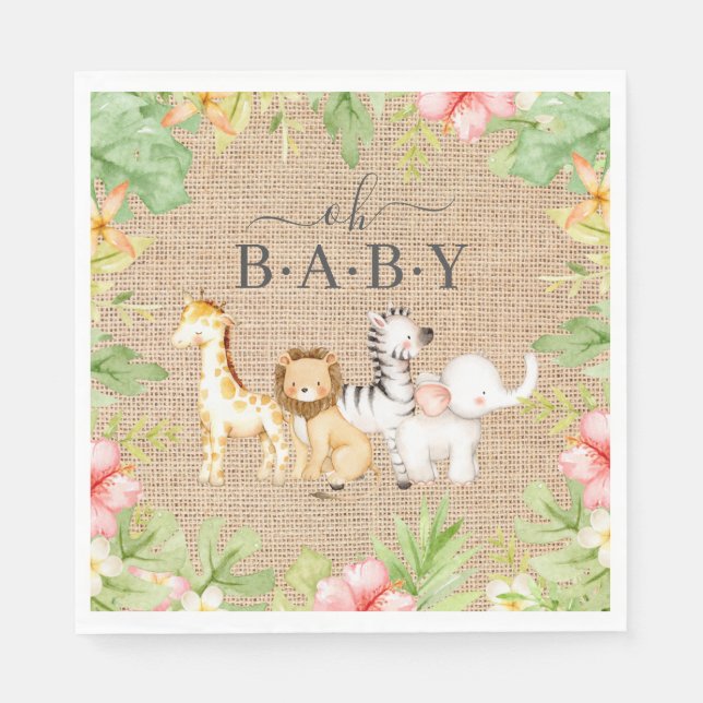 Oh Baby Jungle Baby Shower Paper Napkins (Front)