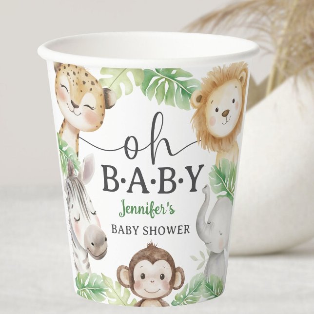 Oh Baby Jungle Baby Shower Safari Animals  Paper Cups (Creator Uploaded)