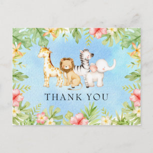 Oh Baby Jungle Baby Shower Thank You Postcard