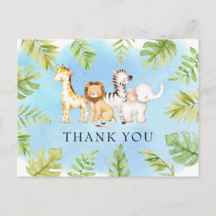 Oh Baby Jungle Baby Shower Thank You Postcard