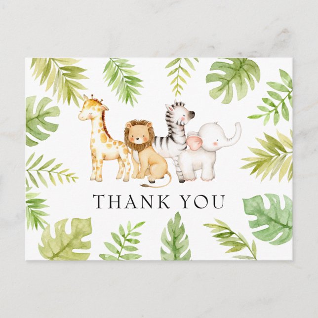 Oh Baby Jungle Baby Shower Thank You Postcard (Front)