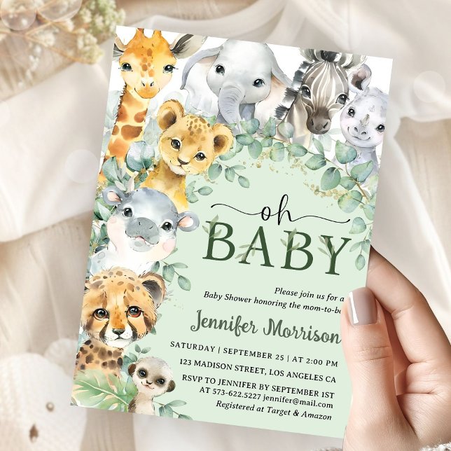 Oh Baby Jungle Safari Animals Baby Shower Invitation (Creator Uploaded)