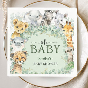 Oh Baby Jungle Safari Animals Baby Shower Napkin