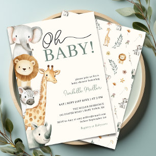 Oh Baby Jungle Safari Baby Shower Invitation