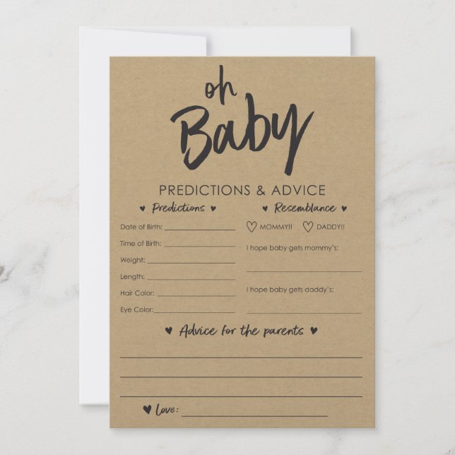 Oh Baby Kraft Predictions and Advice Card (Front)