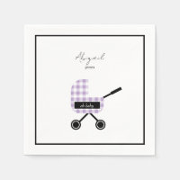 Oh Baby Lavender Gingham Pram Baby Shower Napkins