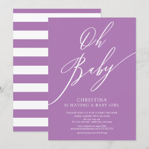 Oh Baby Lavender Girl Baby Shower Invitation