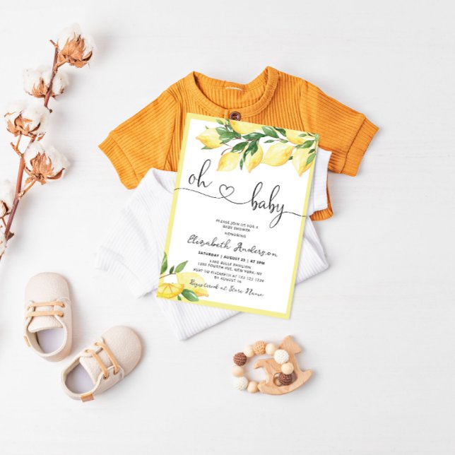 Oh Baby Lemon Baby Shower Invitation (Creator Uploaded)