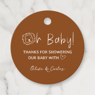 Oh Baby Lion and Heart Thank You Baby Shower Favour Tags