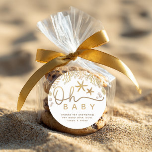 Oh Baby Little Pearl Ocean Baby Shower Thank You  Classic Round Sticker