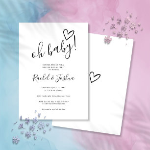 Oh Baby Love Heart Gender Reveal Party Invitation