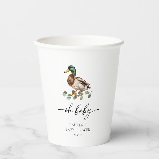 Oh Baby Mallard Duck Baby Shower Paper Cups (Front)