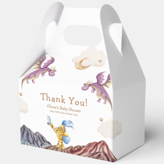 Oh Baby Mediaeval Fairytale Dragon Boy Baby Shower Favour Box (Front)