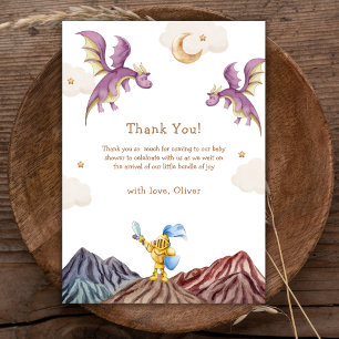 Oh Baby Medieval Fairytale Dragon Boy Baby Shower Thank You Card