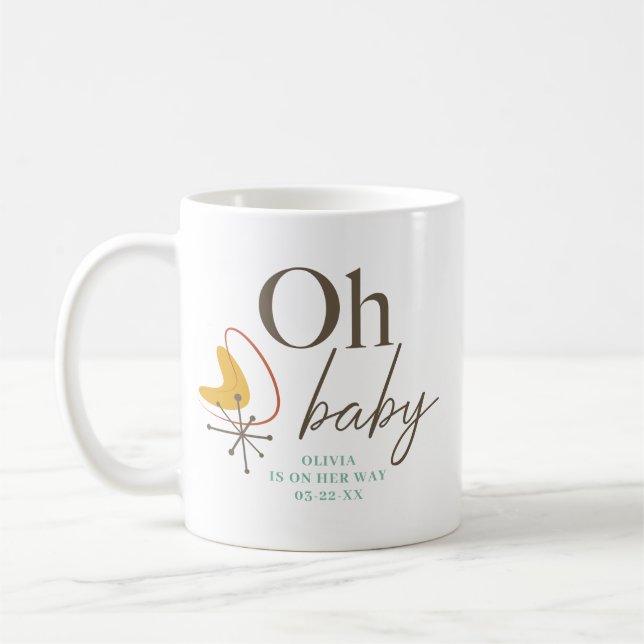 Oh Baby Mid Century Baby Shower Favour Coffee Mug (Left)