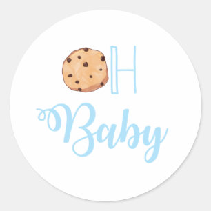 Oh Baby Milk and Cookies blue Baby Shower Classic Round Sticker