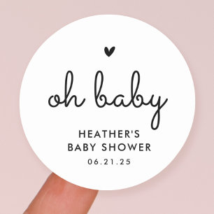 Oh Baby Minimalist Baby Shower Favour Classic Round Sticker