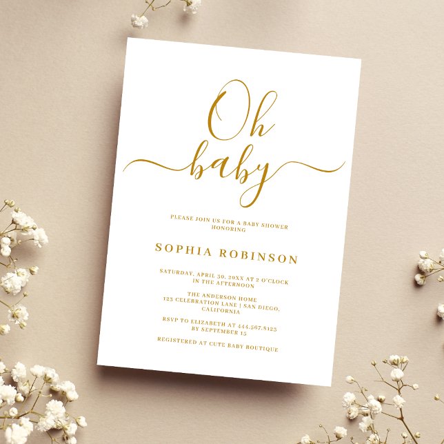 Oh Baby Minimalist Baby Shower Invitation (Creator Uploaded)