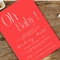 Oh Baby Minimalist Fluo Pink Orange Baby Shower