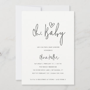 Oh Baby Minimalist Gender Neutral Baby Shower Invitation