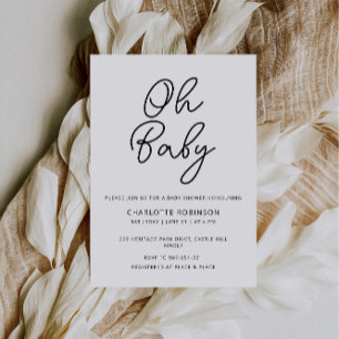 Oh Baby minimalist Simple Baby Shower  Invitation