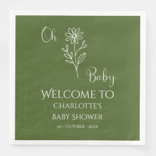 Oh Baby Minimalist Wildflower Baby Shower Napkin