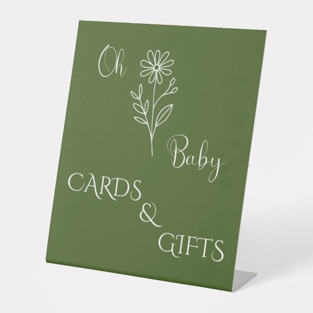 Oh Baby Minimalist Wildflower Cards & Gifts Pedestal Sign (Front)