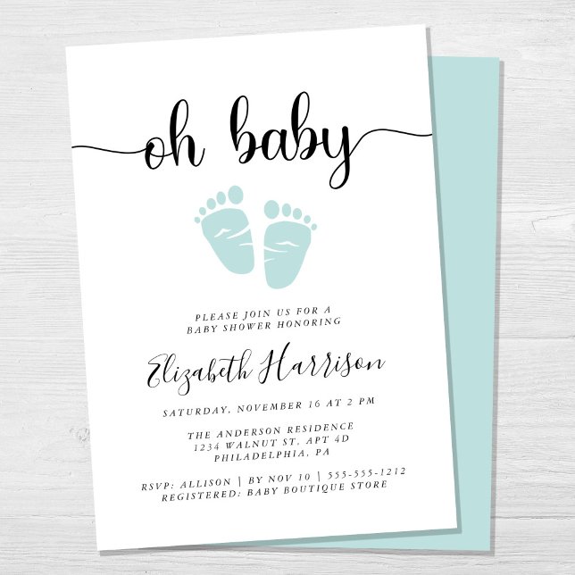 Oh Baby Mint Green Baby Shower Invitation (Creator Uploaded)