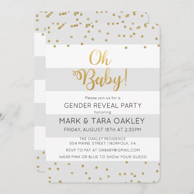 Oh Baby Modern Baby Shower Invitation (Front/Back)