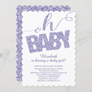 Oh Baby! Modern Glitter Baby Shower Invitation