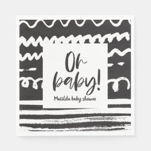 Oh baby! modern graphic baby shower party napkin