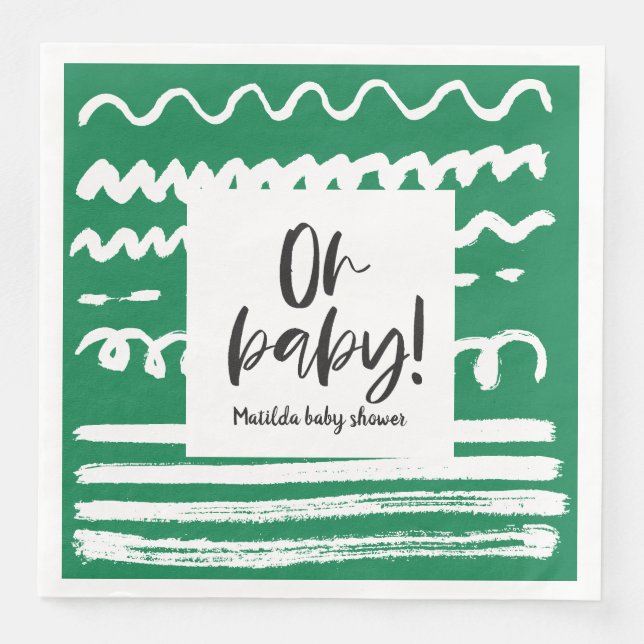 Oh baby! modern graphic baby shower party napkin (Front)