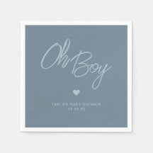 Oh Baby Modern Minimal Dusty Blue Boy Baby Shower