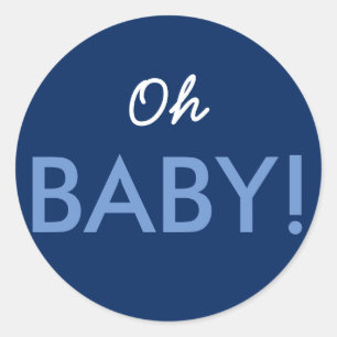 Oh Baby Modern Pink or Blue Baby Shower Sprinkle Classic Round Sticker