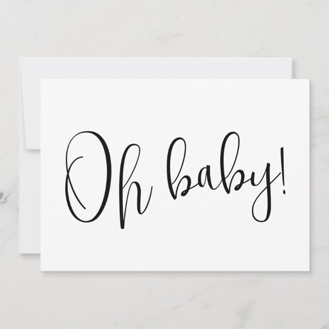 Oh Baby Modern Pregnancy Announcement Card (Front)