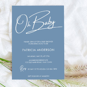 Oh baby modern script calligraphy baby shower invitation