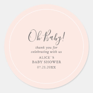 Oh Baby Modern Simple Baby Shower Classic Round Sticker