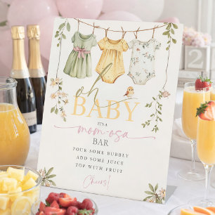 Oh Baby Mum-osa Bar Baby Clothesline Baby Shower Pedestal Sign