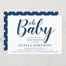 Oh Baby - Navy Blue Polka Dot Baby Shower