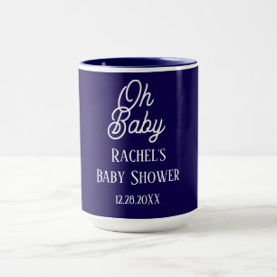 Oh Baby Navy Blue Script Baby Shower Gift Favour Mug