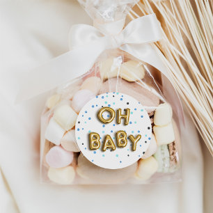 Oh Baby   Navy & Gold Baby Shower Classic Round Sticker