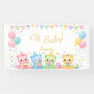 Oh Baby Neutral Cute Bunny Pastel Baby Shower Banner