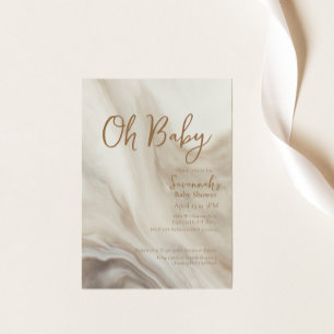 Oh Baby Neutral Marble Baby Shower Invitation